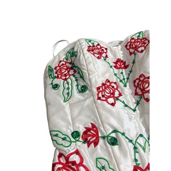 Embellished Floral Beaded White Red Green Corset Bustier Top Quince Party - Picture 3 of 16